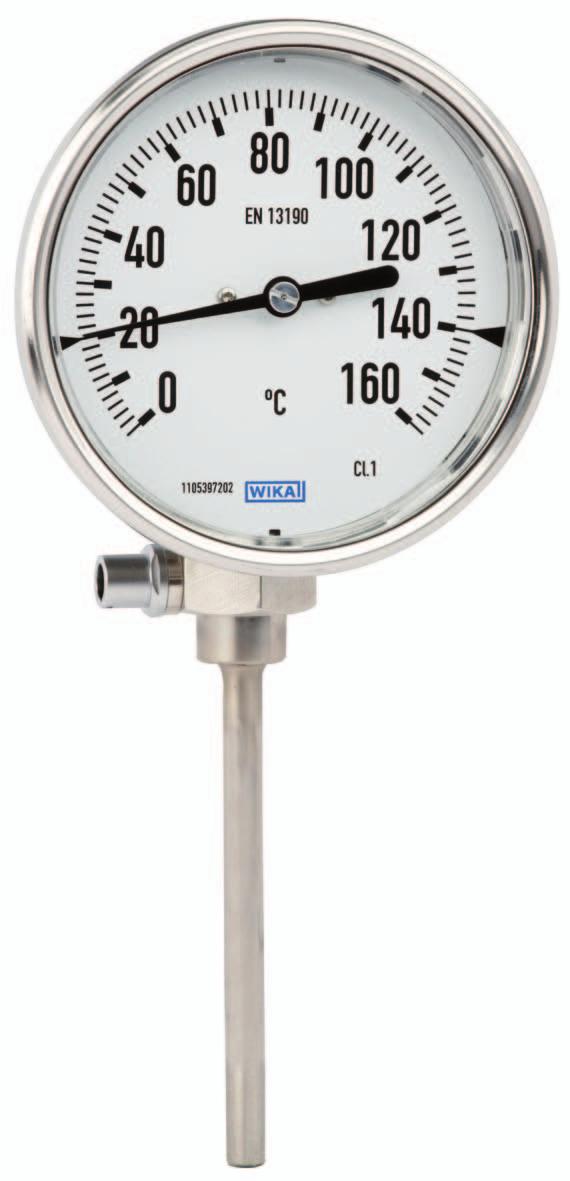 Mechatronic temperature measurement Bimetal thermometer with Pt100 electrical output signal Model 54, stainless steel version WIKA data sheet TV 15.