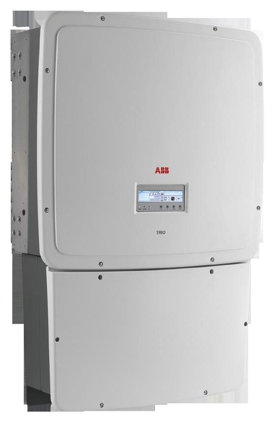 SOLAR INVERTERS ABB string inverters TRIO20.0/27.6TLOUTD 20 to 27.6 kw The TRIO 20.0/27.6 commercial inverter offers more flexibility and control to installers who have large installations with varying aspects or orientations.