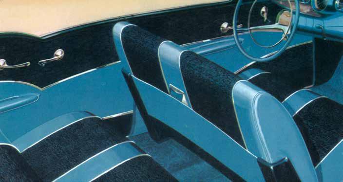 '57 INTERIORS 1957 BEL AIR 4-DOOR HARDTOP Pre-sewn in heavyweight vinyl and cloud pattern cloth with seat buttons, listings attached, ready to install.
