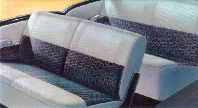 '57 INTERIORS 1957 210 2-DOOR HARDTOP Pre-sewn in original patterned cloth with gold mylar bars, press stitched and plain vinyls, in original colors with all listings attached, ready to install.