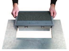 Floor boxes with RCD protection and 2 x TSSO Boxes contain 1 spare 75 mm width compartment 1 CR4400 Includes standard sockets 1 CR4401 Includes low noise sockets Pre-wired RCD protected floor boxes