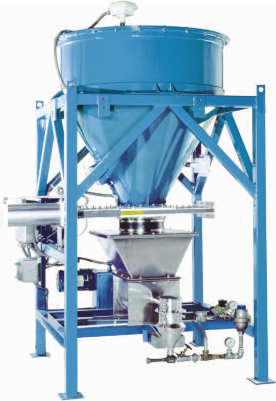 The feeder meters product into a low capacity Wetting Cone.