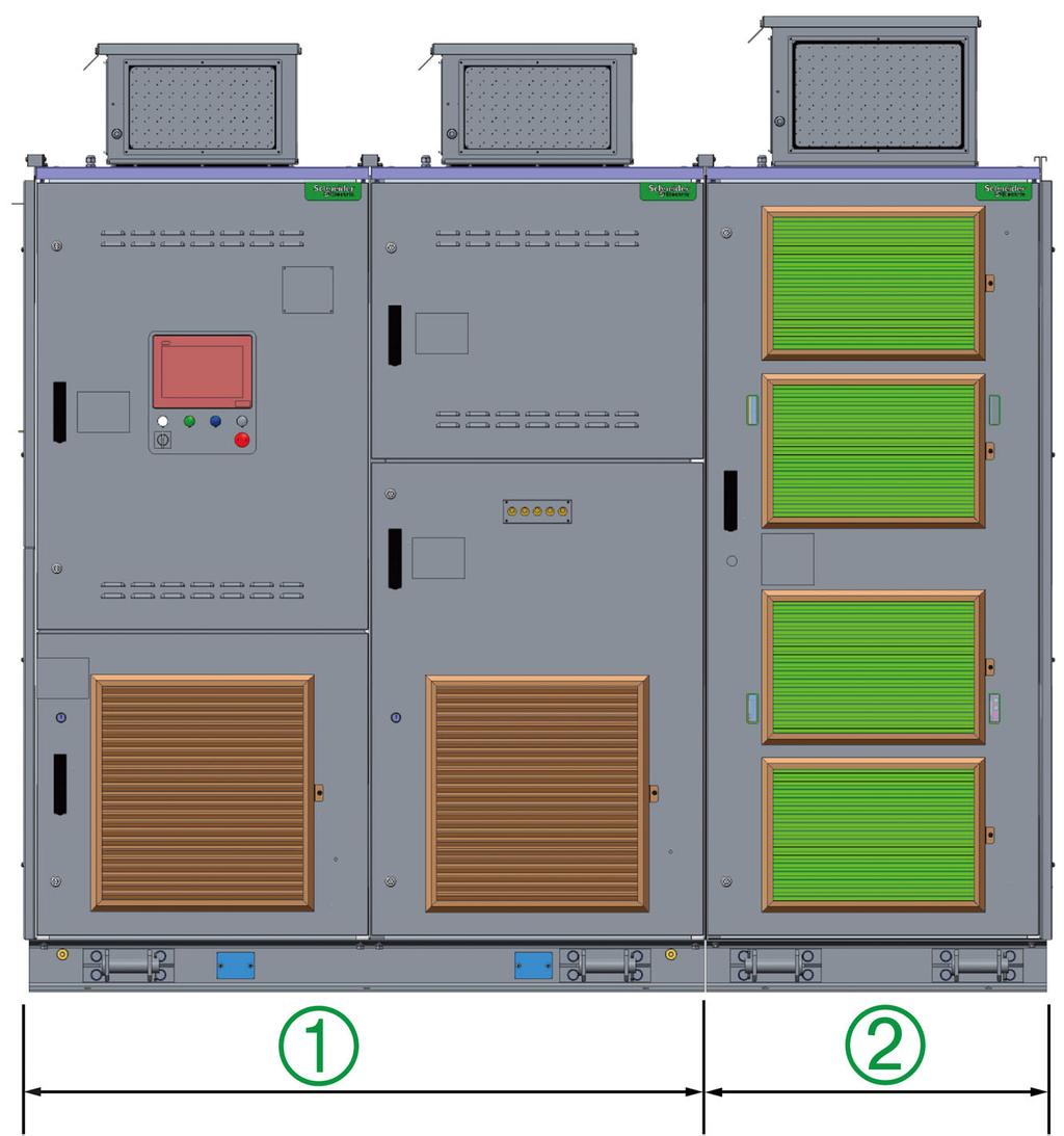 Mechanical Installation Cabinet Installation Typical ATV6000 consists of two cases: Front access drive with transformer and control cabinet + power cell cabinet Front & Rear access drive with