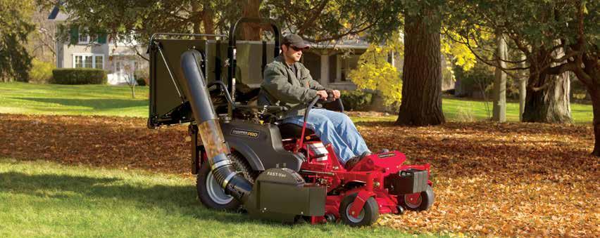 COLLECTION SYSTEMS BAGGING OPTIONS COLLECTION SYSTEM The TURBO-Pro system vacuums the lawn for a clean finish in a wide variety of conditions.