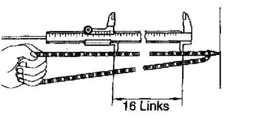 Measure the length of the 16 links with the chain fully stretched.