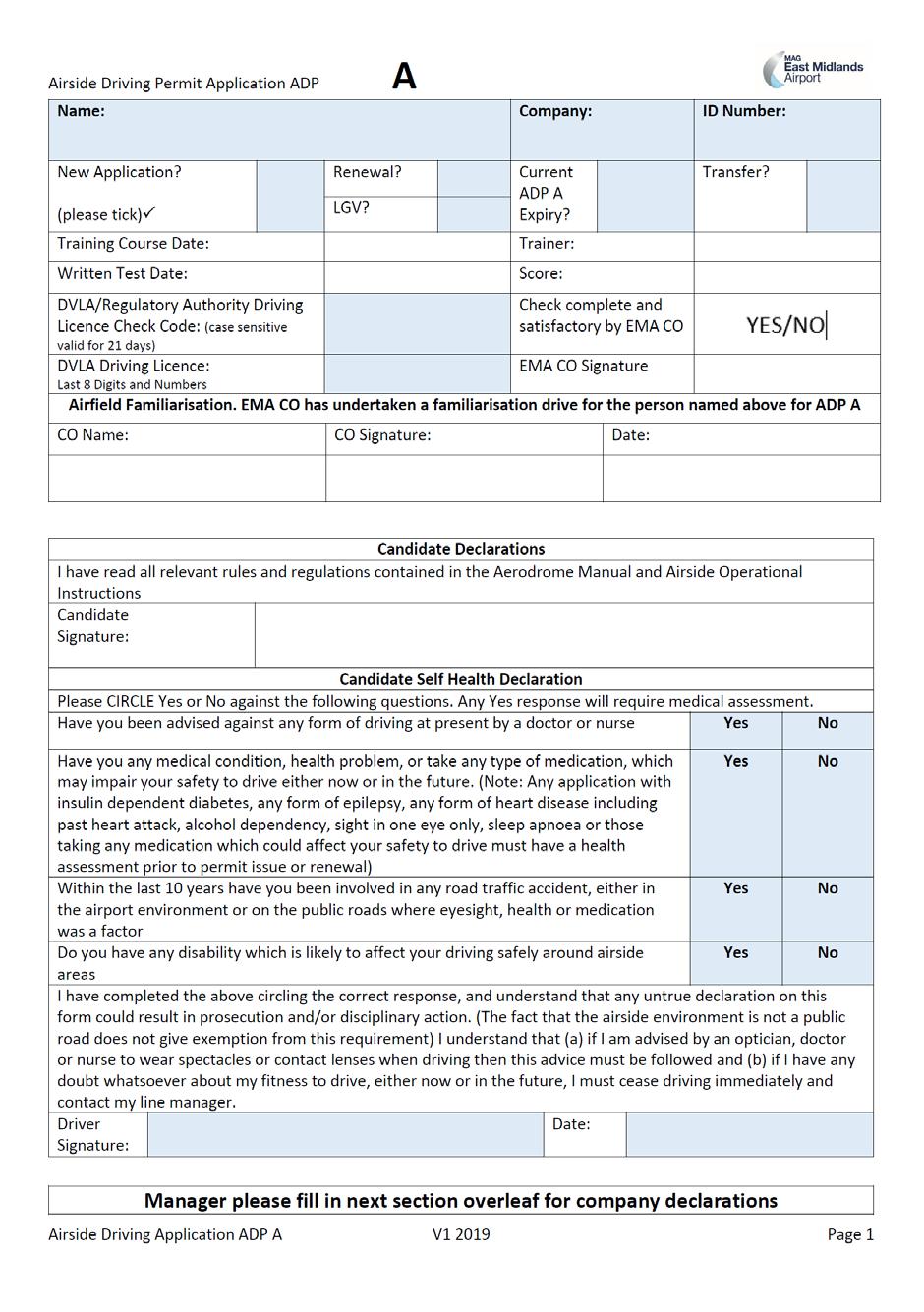 Appendix 2 A Permit Application Form