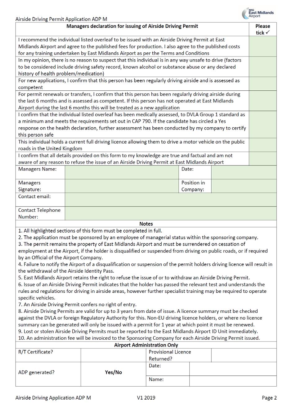 Appendix 4 - M Permit Application Form
