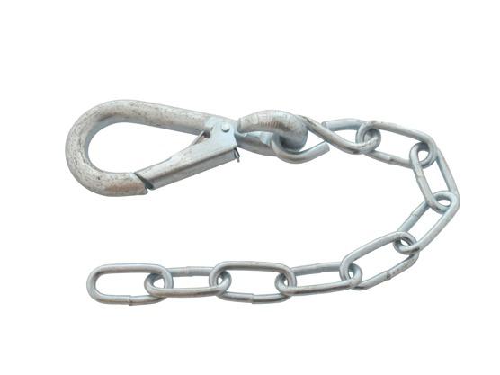 Spring Hooks & Chain Chain Length Hook Size Chain Link A series of Heavy Duty sprung latched steel Hooks finished plated in Bright Zinc, clear Passivate.