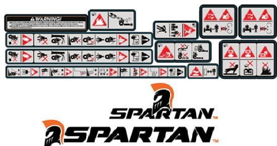 -000-00 Spartan Logo/Warning Label Cluster -000-00 Spartan Belt Routing Decal