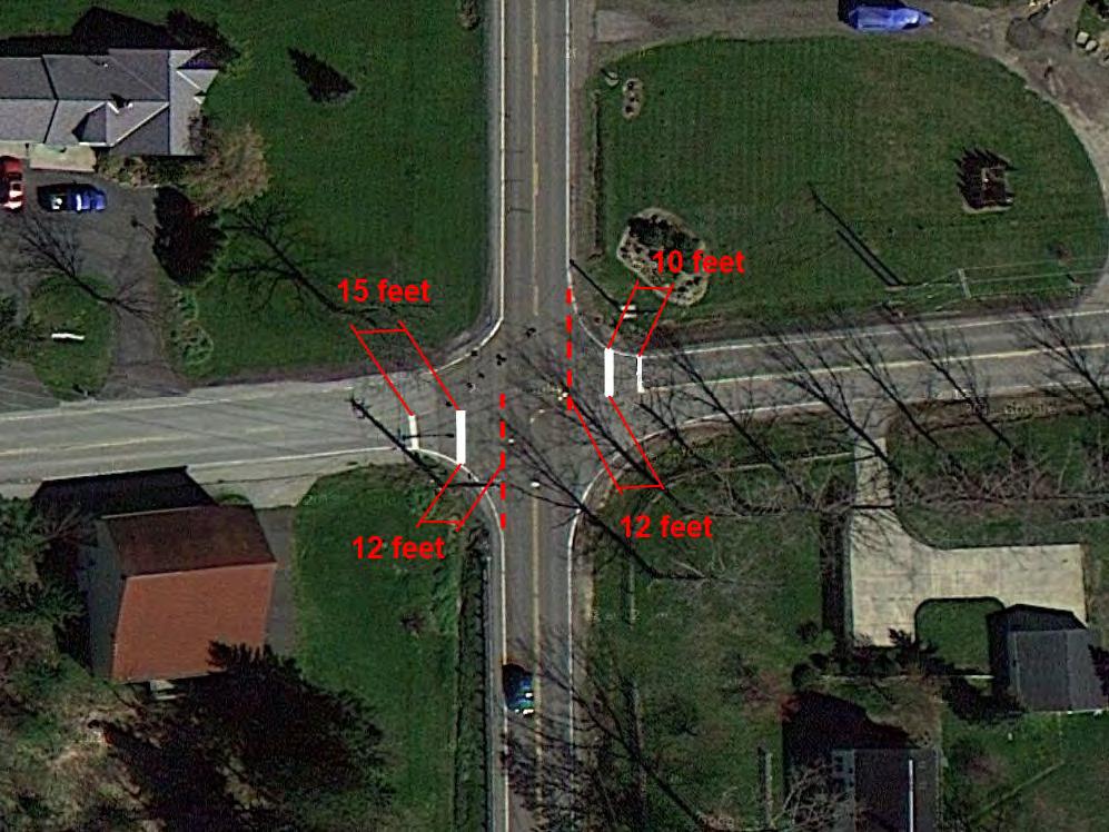 5. Butternut Road: Replace Plastic Stop Bars on both side street approaches. Butternut Road EB: Move stop bar location 15 feet closer to intersection to provide better sight distance.