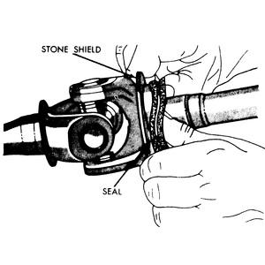 Fig. 4: Install the lip seal on the stone shield 13. Press the lower and upper ball joints from the steering knuckle individually. 14.