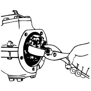 Install the knuckle arm or upper bearing cap and the original shim pack on the knuckle housing, then tighten the retaining nuts or bolts. NOTE: If a new shim pack is used, it must be 0.060 in. (1.