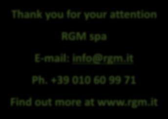 Thank you for your attention RGM spa E-mail: info@rgm.it Ph.