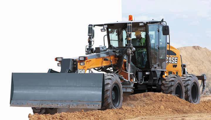 CAB COMFORT RULES HIGH VISIBILITY Best sight on circle, saddle, moldboard and more The rear-mounted cab of B Series motor graders, combined with floor-to-ceiling glazed windows give operators a