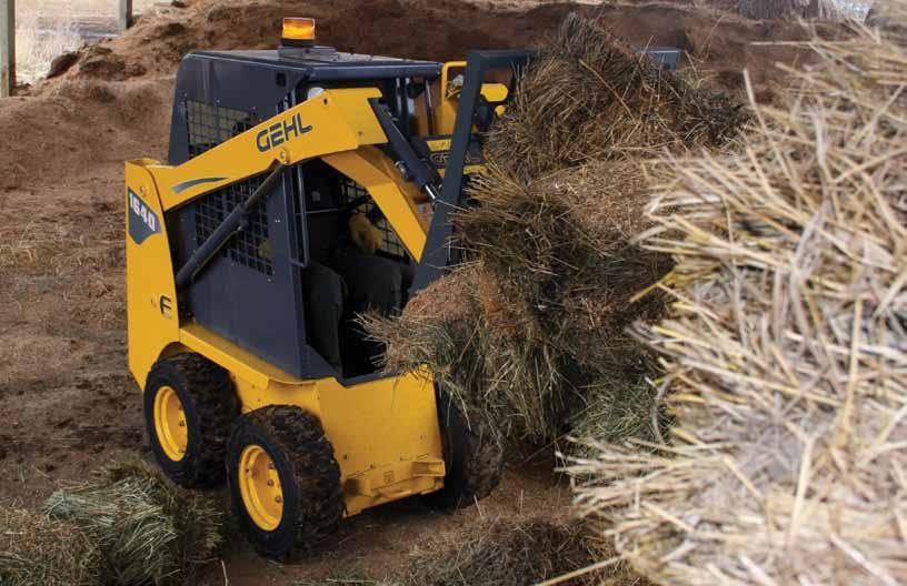 Super-compact and tough, the 1640E skid loader from Gehl can go where other machines can't.