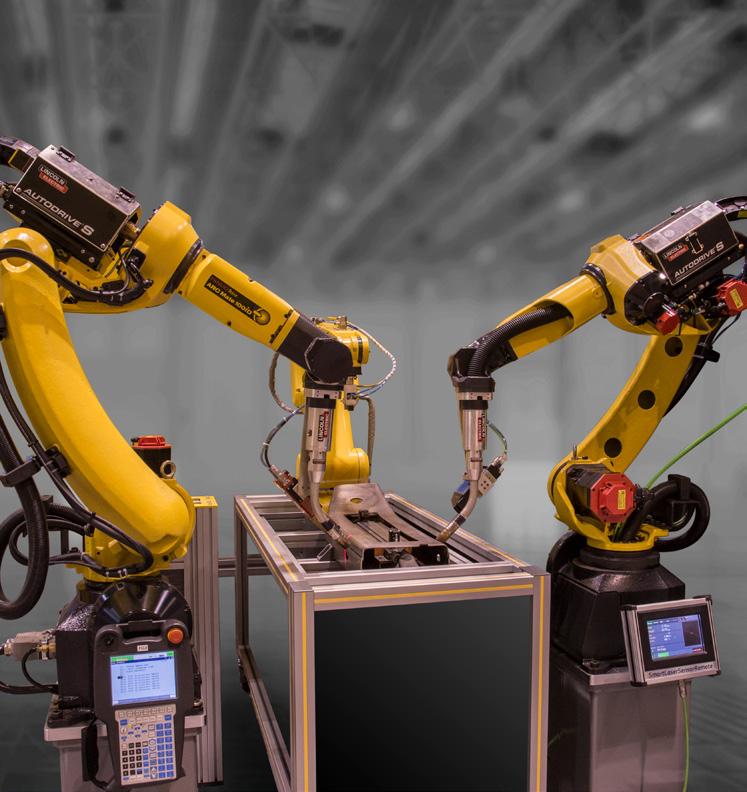 and on the robot and also to any endof-arm tooling or fixed tooling stations. The buildup of spatter over time can degrade or destroy air and hydraulic clamps.