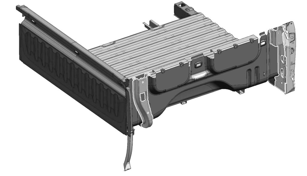FULL SIZE C/K LD PICKUPS 27 GMT900 Pickup Box Side Rail Load Points/Paths Side View Structural Members FWD OB Load Bearing Structural Members The GMT900 Pickup Box has been designed with side-rail