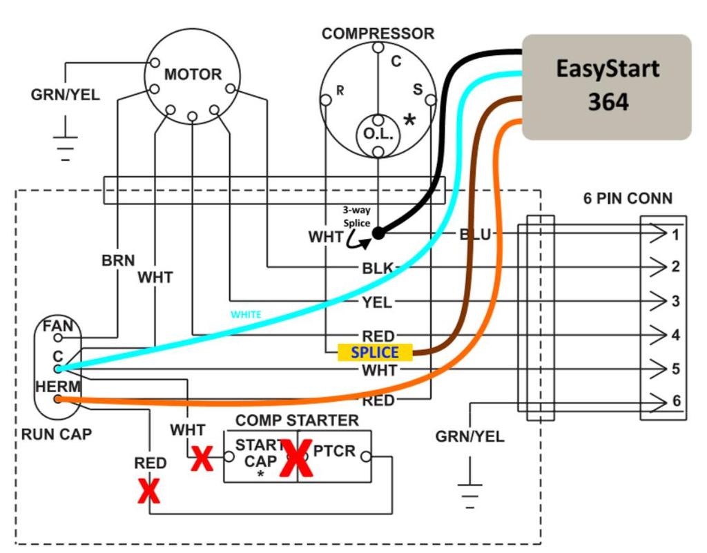 Brisk I Wiring diagram Figure 6 Figure 6 shows the typical wiring diagram supplied with the Brisk I. The red X s indicate components that will be removed during installation of EasyStart.