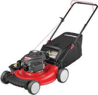 GAS PUSH MOWER 140cc, Powermore OHV engine 21" deck with mulch or side discharge 7" front and 11" rear wheels Dual-lever height adjustment 741668 21" GAS PUSH MOWER 159cc OHV,