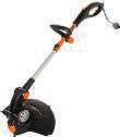 Groom 'N' Edge feature allows head to rotate for edging 700806 14" ELECTRIC STRING TRIMMER/EDGER 6.5A motor 14" cutting width 0.065" line Auto dual-line feed Weighs 5.9 lb.