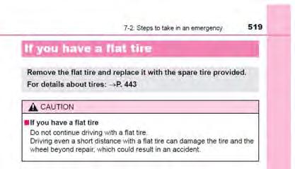 (c) Locate the If You Have a Flat Tire (page 519).