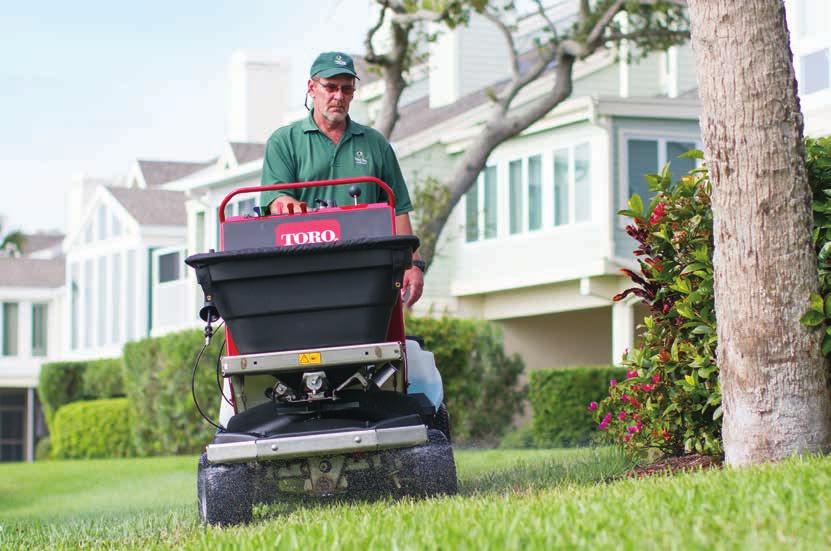 HIGH PRODUCTIVITY WITH SUPERIOR PRECISION STAND-ON SPREADER SPRAYER Treating turf can be a big job. Toro s stand-on spreader sprayer makes that job a whole lot easier.