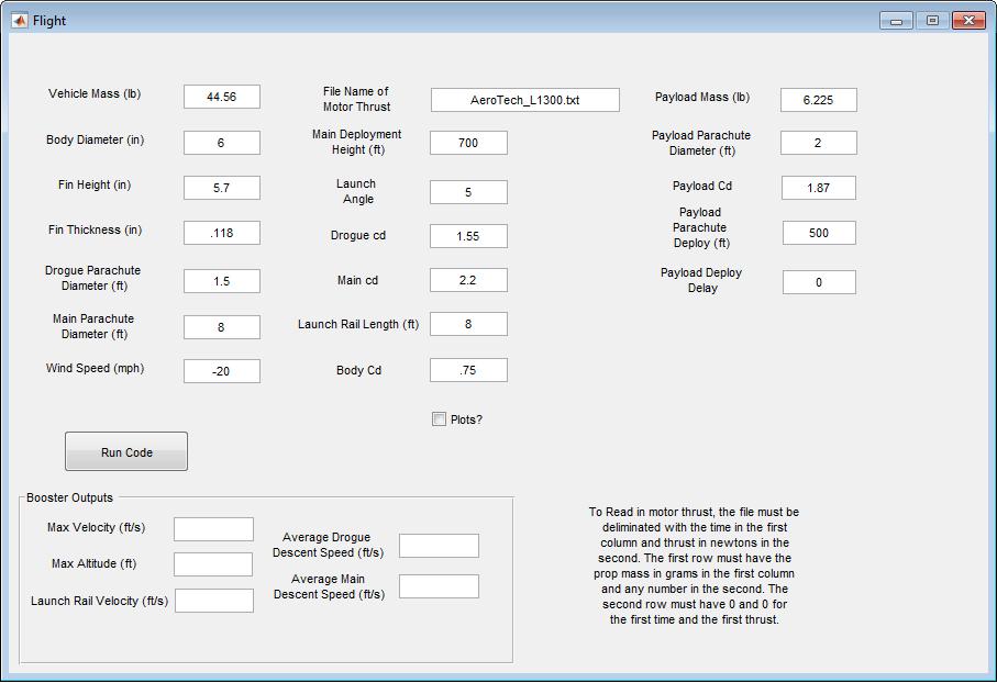 Custom MATLAB Flight Simulator User Interface OpenRocket simulation
