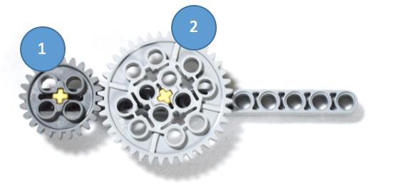 66 Answer the questions below ) Once again gear one has 24 teeth and gear two has 40 teeth.