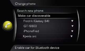 How do I connect a Bluetooth phone*? In the normal view for the phone source, press OK/ MENU. Select Make car discoverable and confirm with OK/MENU. Activate Bluetooth in the mobile phone.