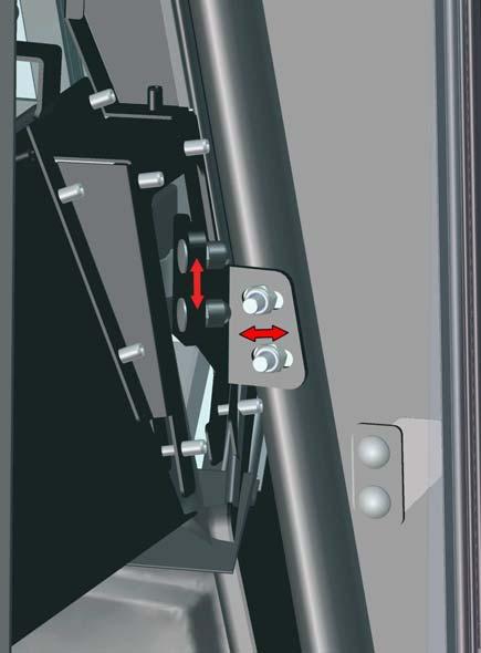 p. 21 of 24 4. REAR DOOR (cont d.) 4.5 Adjust the door stop brackets into the best position 4.6 In the photo, see the two small white arrows.