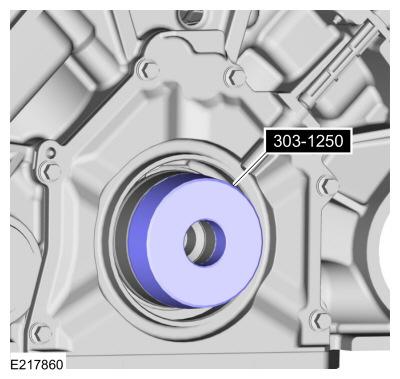 NOTE: The engine uses a rear seal that is unique from previous V-8 engines, note the orientation of