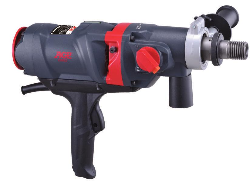 DM62 DRY DIAMOND CORE DRILL MOTOR A specially designed heavy-duty 2 speed 2000W motor for dry drilling of reinforced concrete up to 162mm, and standard dry drilling up to 262mm.