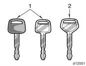 Keys (without engine immobiliser system) Keys (with engine immobiliser system) Your vehicle is supplied with two kinds of keys. 1. Master key This key works in every lock. 2.