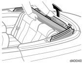 RAISING THE CONVERTIBLE TOP MANUALLY 1. Open the trunk and push the manual control switch on the MANUAL side. 2.