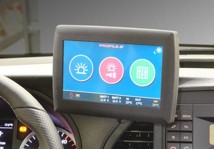 Ability to monitor all functions with a single glance Since driving safely and monitoring other traffic are the driver s main concerns, the driver s screen displays only the main