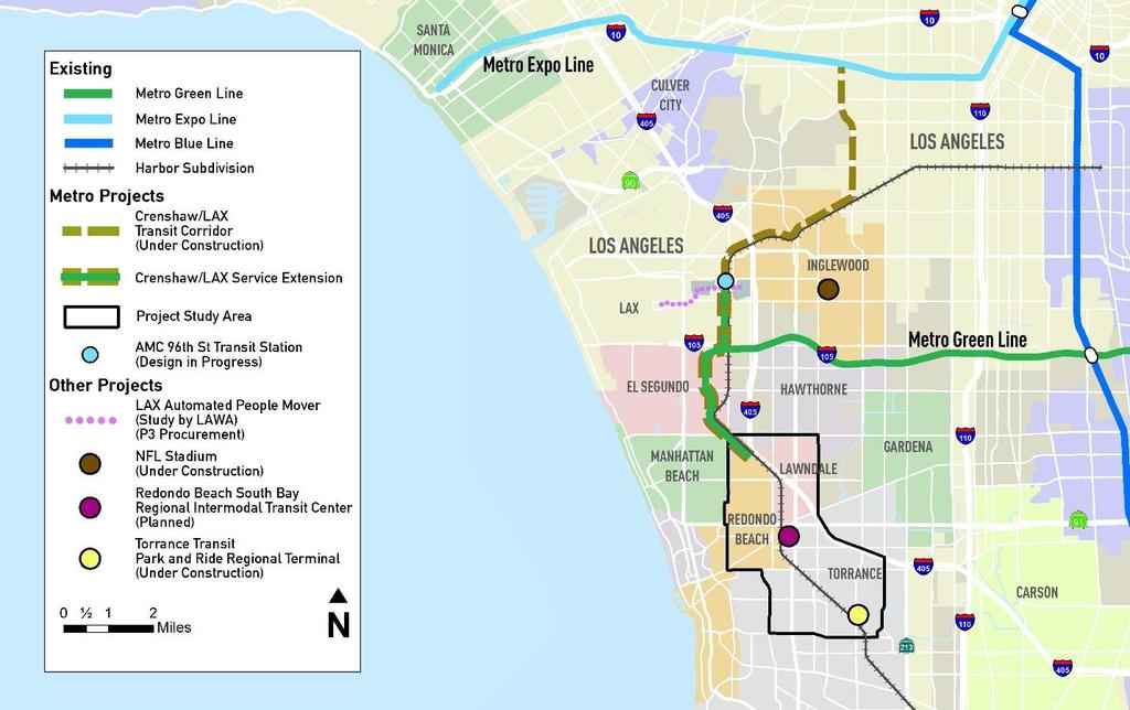 Related projects within and near the Project Area include: Crenshaw/LAX Transit Project: a new light rail line opening in 2019 which would link the South Bay to LAX, destinations in Inglewood, and