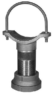 112 ADJUSTABLE PIPE SADDLE SUPPORT #527 c/w U-BOLT 2 1/2" through 36" Carbon Steel Saddle, nipple and U-Bolt with cast iron reducing coupling.