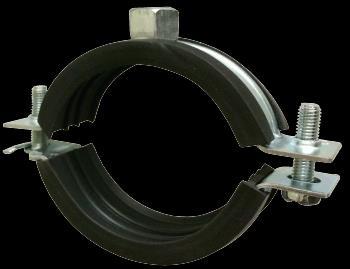 43 #40 Split Ring Clamp Finishes Materials Approvals Notes Zinc Plated, Rubber Lined Carbon Steel / EPDM Rubber MSS SP-58 (Type 12) for for the suspension of insulated and non-insulated pipe lines.