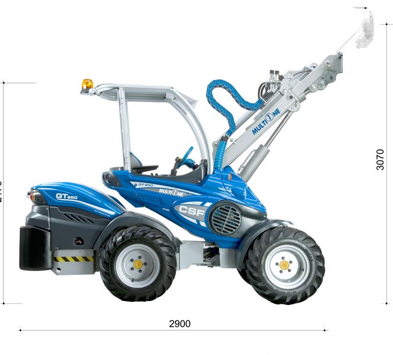 hydraulic lifting power 2300 kg Lifting capacity 1600 kg Hydraulic output 85 l /min Maximum height 3,15 m Number of pumps 3 with Hi-Flow system Joystick 11 functions heel motors Heavy duty piston