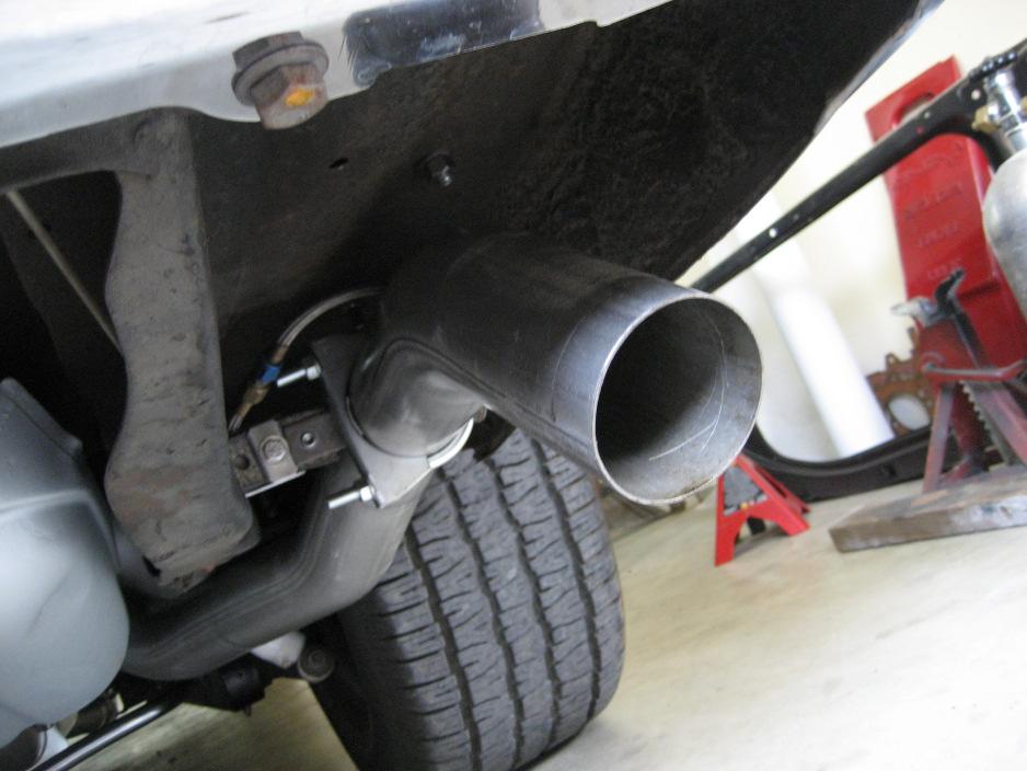 If you have two-piece tailpipes, you might want to add the end piece last, but if possible mount the rear tailpipe hanger assembly at the end of the pipe.