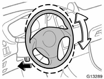 Tilt steering wheel Outside rear view mirrors Power rear view mirror control To change the steering wheel angle, hold the steering wheel, push the lock release lever, tilt the steering wheel to the