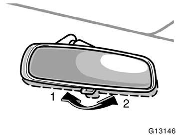 To fold the rear view mirror, push backward. Do not drive with the mirrors folded backward. Both the driver and passenger side rear view mirrors must be extended and properly adjusted before driving.