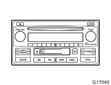 Reference Type 1: AM FM radio/compact disc player (with compact disc changer controller) Type 2: AM FM radio/compact disc player with changer 106 Type 3: AM FM radio/cassette player/compact disc