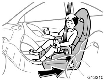 Move seat fully back On vehicles with side airbags, do not allow the child to lean his/her head or any part of his/her body against the door or the area of the seat from which the side airbags deploy
