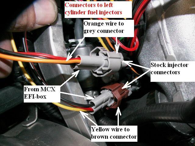 The injector signal from the stock ECU shall now pass the MCX EFI-box