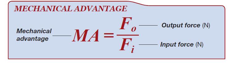 Mechanical Advantage The ratio of output force to input force If the mechanical advantage is > 1, the output force