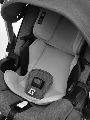 the Doona Car Seat without the Infant Insert, are below the lowest shoulder strap slots (#20).