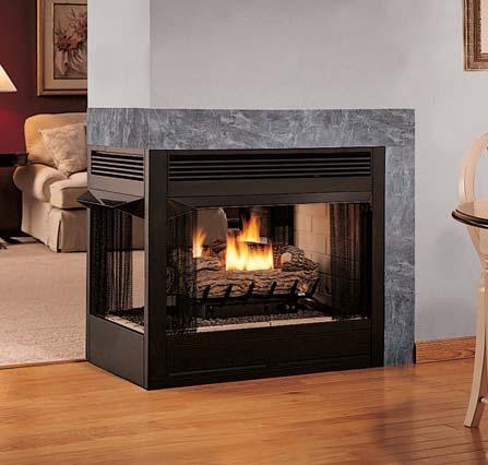 Peninsula Firebox is Open on Three Sides. *All Vantage Hearth TM LogMate Fireboxes are approved as Universal Fireboxes and can be paired with any manufacturer s ANSI Z21.11.
