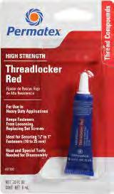 Anaerobic Threadlockers Thread Compounds Permatex High Strength Threadlocker Red OEM specified. High strength threadlocker for heavy-duty applications 3/8 to 1 (10mm to 25mm).