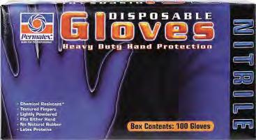 Hand Care Permatex Black 5 mil Nitrile Disposable Gloves Nitrile gloves are made from a 100% synthetic rubber that provides superior resistance to a wide range of solvents and hazardous chemicals.